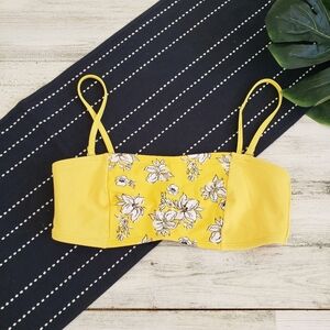 Abercrombie & Fitch Bandeau Swim Bikini Top Yellow Floral Size Large